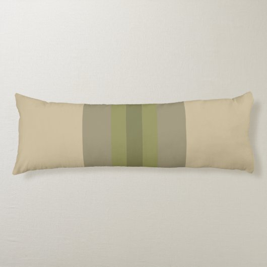 Modern Moss Green Beige Striped Pattern Lichaamskussen (Voorkant)