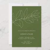 Modern Moss Green Botanical Floral Wedding Kaart (Voorkant)