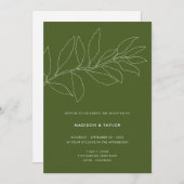 Modern Moss Green Botanical Floral Wedding Kaart (Voorkant / Achterkant)