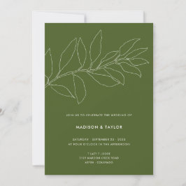 Modern Moss Green Botanical Floral Wedding Kaart