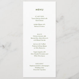 Modern Moss Green Botanical Floral Wedding Menu