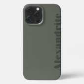 Modern Moss Green Custom Name Birthday Jubileum iPhone Hoesje (Achterkant)