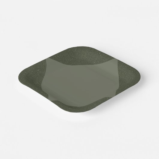 Modern Moss Green Geometric Paper Bord (Gebogen)