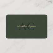 Modern Moss Green Gold Monogram Professional Visitekaartje (Voorkant)