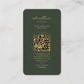 Modern Moss Green Gold Monogram Professional Visitekaartje (Achterkant)