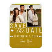 Modern Mosterd Goud Save the Date 2 Foto Bruiloft Magneet (Verticaal)