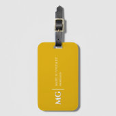 Modern Mosterdgeel Trendy Stijlvol Monogram Bagagelabel (Voorkant (verticaal))