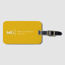 Modern Mosterdgeel Trendy Stijlvol Monogram Bagagelabel