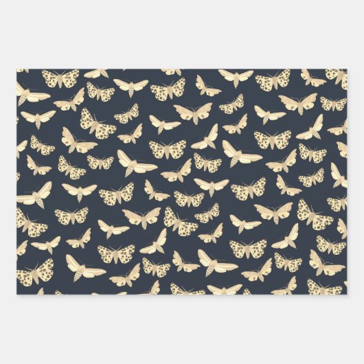 Modern Moth Pattern Elegant Chic Neutral Gift Inpakpapier Vel (Voorkant 2)