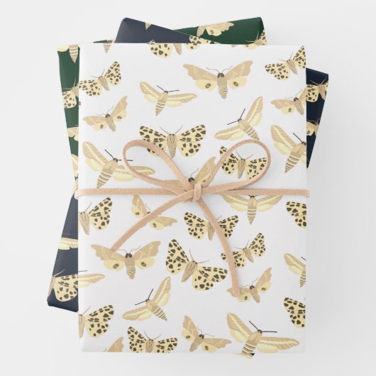 Modern Moth Pattern Elegant Chic Neutral Gift Inpakpapier Vel (In situ)