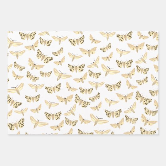 Modern Moth Pattern Elegant Chic Neutral Gift Inpakpapier Vel (Voorkant)