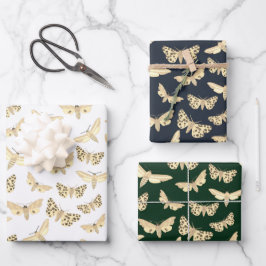 Modern Moth Pattern Elegant Chic Neutral Gift Inpakpapier Vel