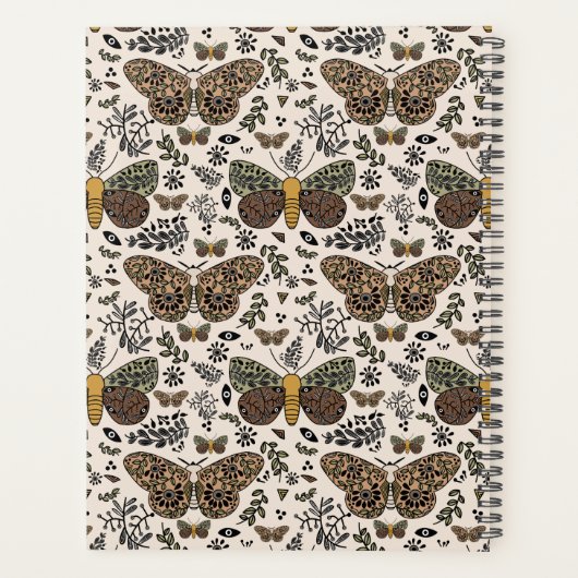 Modern Moth Wildflowers Abstract patroon Planner (Achterkant)