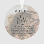 Modern 'MOTHER' 2 Foto Names & Quote Kerstmis Ornament (achterkant)