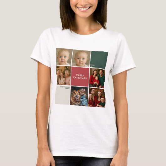 Modern mother collage Christmas family T-shirt (Voorkant)