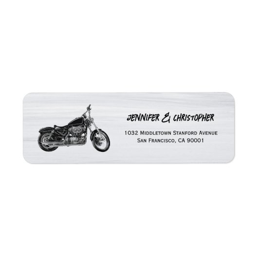 Modern Motorfiets Biker Bruiloft Retouradres Etiket (Voorkant)