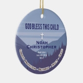 Modern Mountain God Bless Christening Baptisme Keramisch Ornament (Rechts)