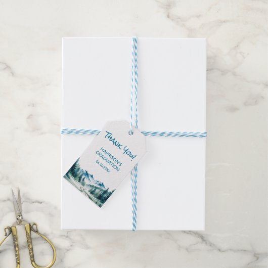 Modern Mountain Grad Party Cadeaulabel (Met Touw)