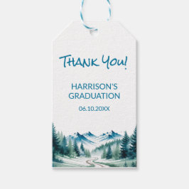 Modern Mountain Grad Party Cadeaulabel