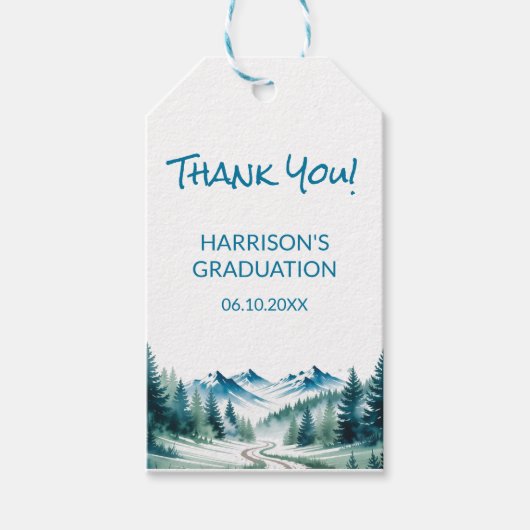 Modern Mountain Grad Party Cadeaulabel (Voorkant)