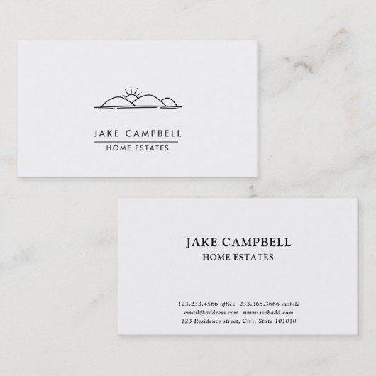 Modern Mountain Landscape Sun | Visitekaartje (Voorkant / Achterkant)