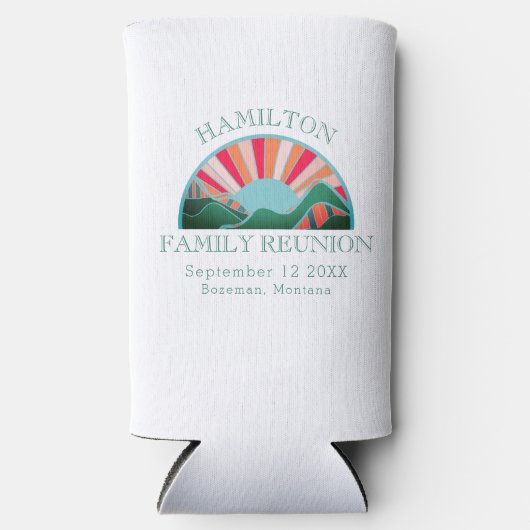 Modern Mountain Outdoor Family Reunion Seltzer Blikjeskoeler (Voorkant)