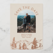 Modern Mountain Outdoors Wedding Save The Date Folie Uitnodiging (Voorkant)