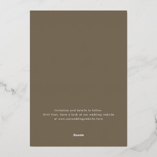 Modern Mountain Outdoors Wedding Save The Date Folie Uitnodiging (Achterkant)