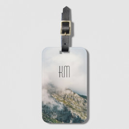 Modern Mountain Peak Monogram Bagagelabel