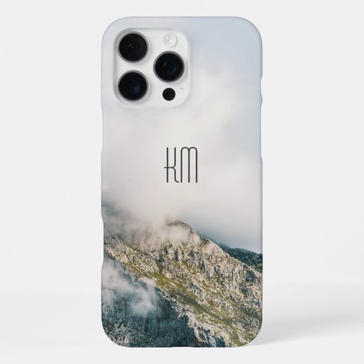 Modern Mountain Peak Monogram iPhone Hoesje (Achterkant)