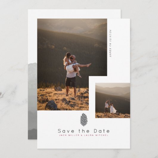 Modern Mountain Save the Date | Multi Foto Kaart (Voorkant / Achterkant)