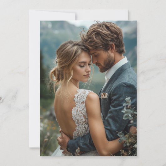 Modern Mountain Wedding Herfst Custom Foto Bedankkaart (Achterkant)