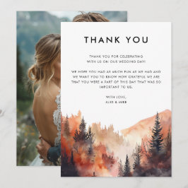 Modern Mountain Wedding Herfst Custom Foto Bedankkaart
