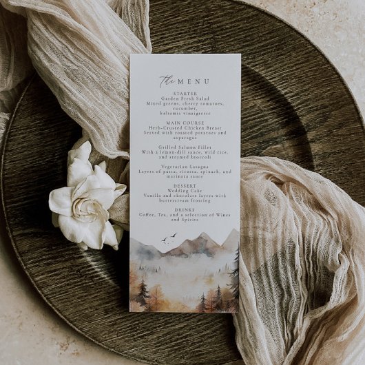 Modern Mountain Wedding Menu