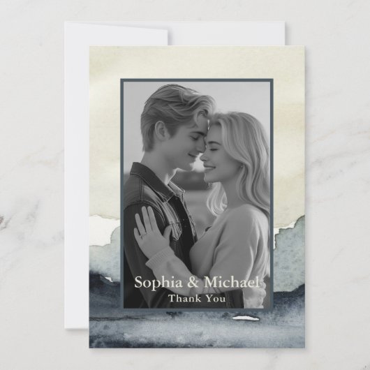 Modern Mountain Wedding Thank You Card Watercolor Bedankkaart (Voorkant)