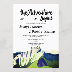 Modern Mountain Woodland Forest bruiloft Kaart