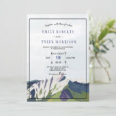 Modern Mountain Woodland Forest bruiloft uitnodige Kaart (Staand voorkant)