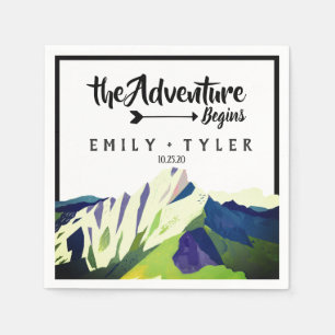 Modern Mountain Woodland Forest Huwelijk Custom Servet