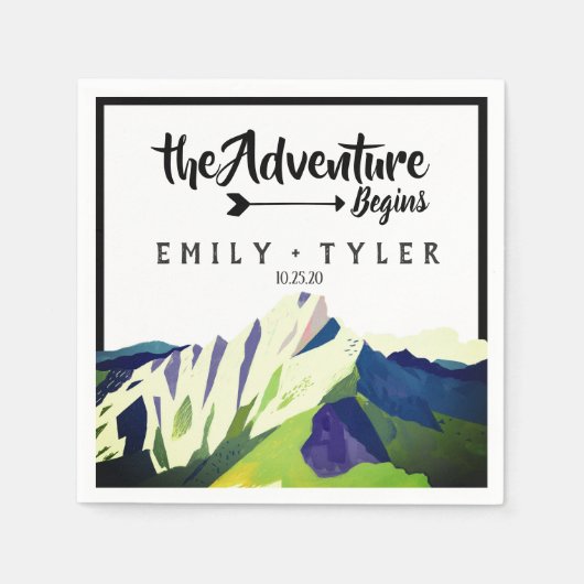 Modern Mountain Woodland Forest Huwelijk Custom Servet (Voorkant)
