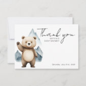 Modern Mountains Bear Safari Baby Shower Bedankkaart (Voorkant)
