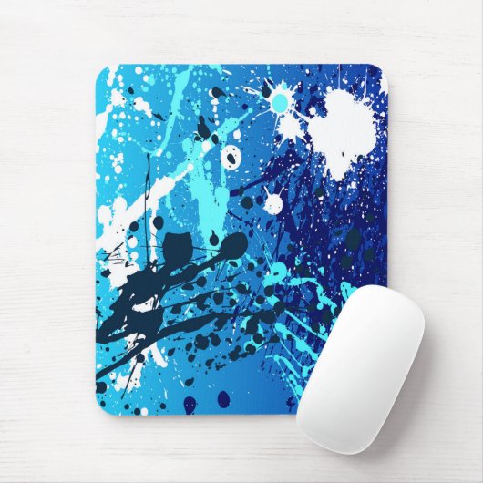 Modern mousepad, abstract, bespoten, blauw, wit muismat (Met muis)