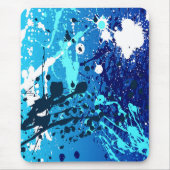 Modern mousepad, abstract, bespoten, blauw, wit muismat (Voorkant)