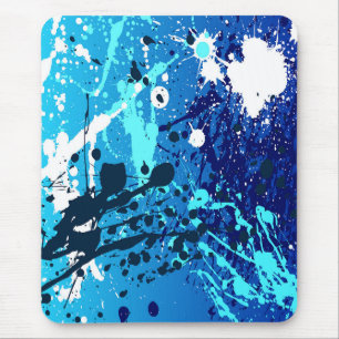 Modern mousepad, abstract, bespoten, blauw, wit muismat
