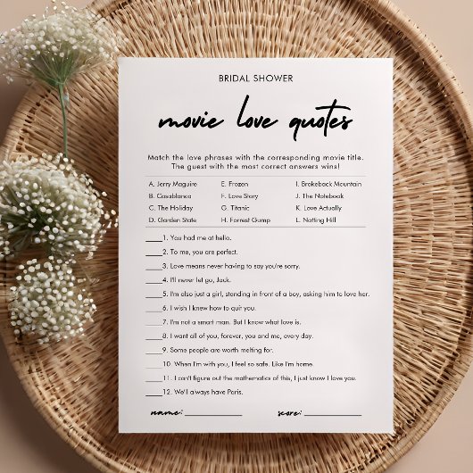 Modern Movie Love Quotes Vrijgezellenfeest Game Ka Kaart