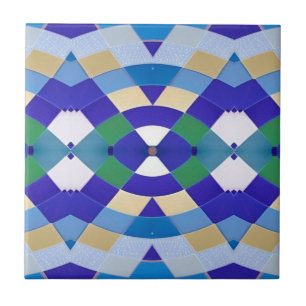 Modern mozaïek geometrisch blauw groen oog wit tegeltje
