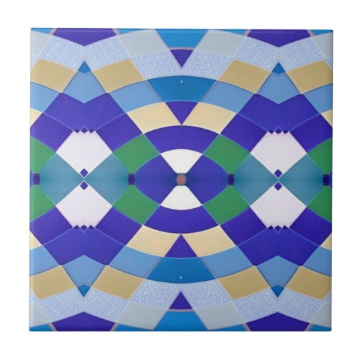 Modern mozaïek geometrisch blauw groen oog wit tegeltje (Voorkant)