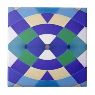 Modern mozaïek geometrisch blauw groen oog wit tegeltje