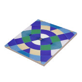 Modern mozaïek geometrisch blauw groen oog wit tegeltje (Zijkant)