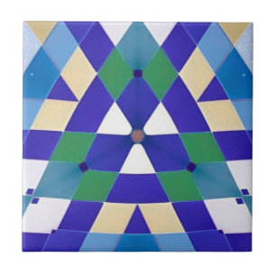 Modern mozaïek geometrisch blauw groen wit tegeltje