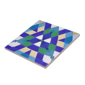 Modern mozaïek geometrisch blauw groen wit tegeltje (Zijkant)